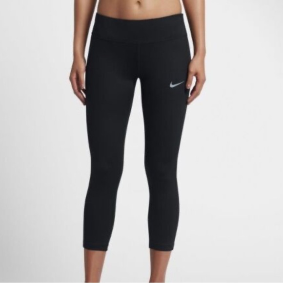 Nike Pants - Nike Dri-Fit Womens Power Essential Running Crop Leggings Black Medium